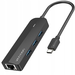 Vention USB-C to USB 3.0*3/RJ45/Micro-B HUB 0.15M Black ABS Type - TGPBB