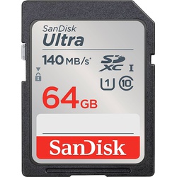 SanDisk Ultra SDXC 64GB UHS-I card 140MB/s Class 10