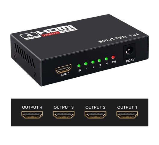 thumbnail image 2 of 4K HDMI Splitter 1 In 4 Out - Supports 4K 60Hz, 3D & 1080P For Xbox, PS4, Roku & Blu-Ray Players 2 of 2