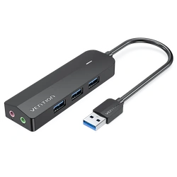 Vention CHIBB 3-Port USB3.0 Hub with Sound Card and Power Supply