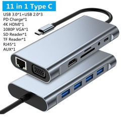 Generic Type C to HDMI 11 in 1 Adapter Docking Station