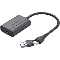 Vention USB-C + USB-A to HDMI Adapter 0.15M Gray Aluminium Alloy Type – ACYHB