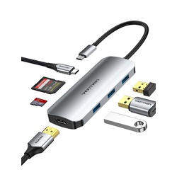 Vention Type C to 3 Ports USB 3.0 Hub + HDMI + PD Converter - TOJHB