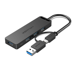 Vention 4-Port Usb 3.0 Hub With Type C & Usb 3.0 2-In-1 Interface 0.15 Meter VEN-CHTBB