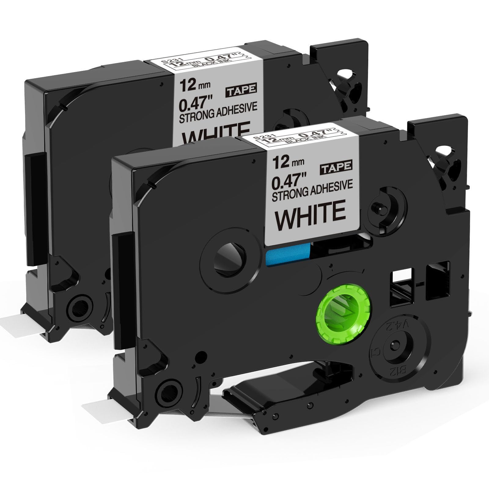 V12 MAG TAPE JKT ホワイト 2 Brother Label TAPE TZC-S231 12MM (BLACK ON WHITE) Compatible